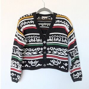 Vintage MixIt Cropped Button-up Cardigan Women's Size Medium 80s‎